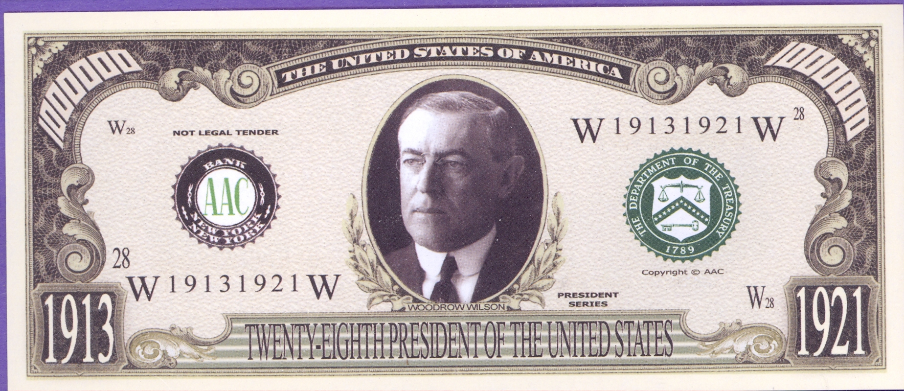 Woodrow Wilson $1,000,000 Fantasy Note